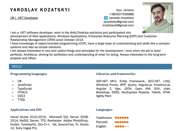 Yaroslav Kozatskyi CV\Resume
